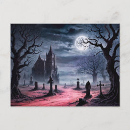 Gotischer Friedhof unter Vollmond Postkarte