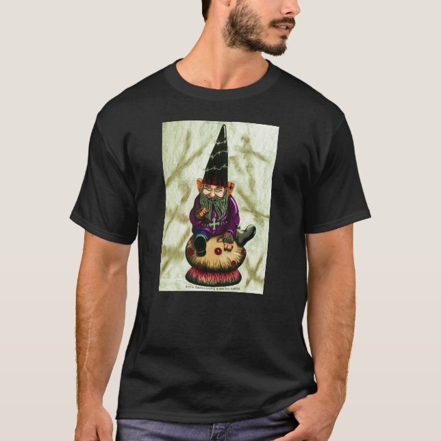 Gotischer Garten-Gnome u. Pilz T-Shirt (Vorderseite)