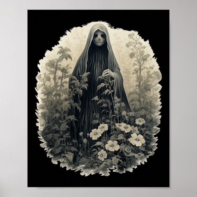 Gotischer Geist im Wald Vintager Blumengast Ha Poster (Vorne)