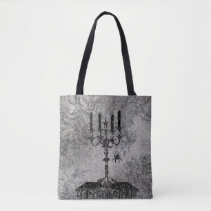 Gotischer Kerzenständer mit Spinne, Halloween Tasche