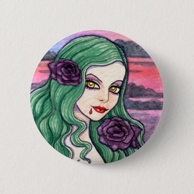 Gotischer magischer Vampirs-Fantasie-Knopf durch Button (Vorderseite)