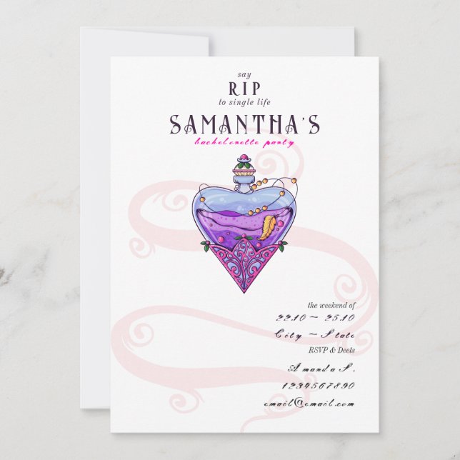 Gotischer RIP zum Single Leben Hen Do Bachelorette Einladung (Vorderseite)