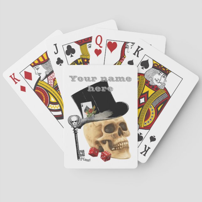 Gotischer Schädel des personalisierten Spielers Spielkarten (Rückseite)