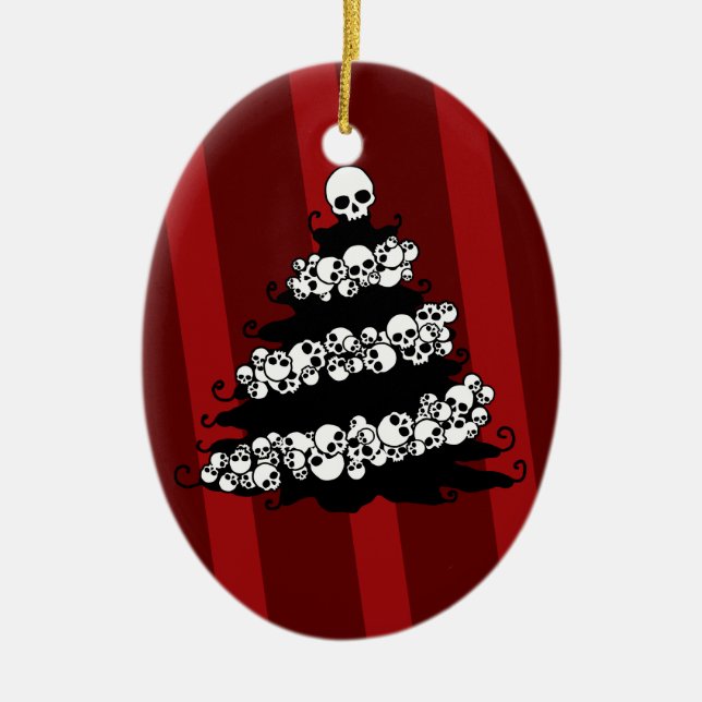 Gotischer Schädel-Girlanden-Baum Keramikornament (Vorne)