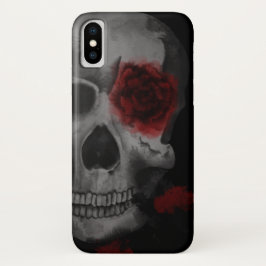 Gotischer Schädel und lebendige Rote Rosen Case-Mate iPhone Hülle