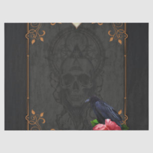Gotischer Schädel und Raven. Seidenpapier