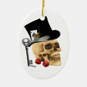 Gotischer Spielerschädel-Tätowierungsentwurf Keramik Ornament