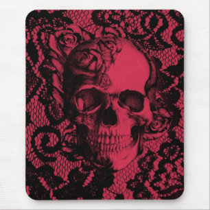 Gotischer Spitzeschädel im Rot und im Schwarzen Mousepad