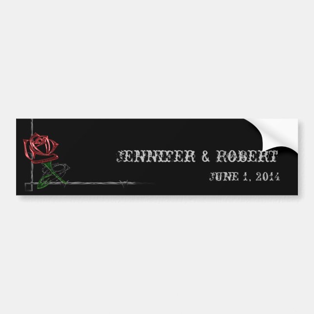 Gotischer Stacheldraht-und Rosen-eleganter Autoaufkleber (Vorne)