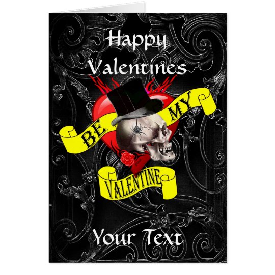 Gotischer steampunk Schädel-Valentinstag Karte