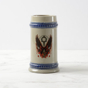 Gotischer Velvet-Bow-Schlüssel mit Flügeln & Mond Bierglas