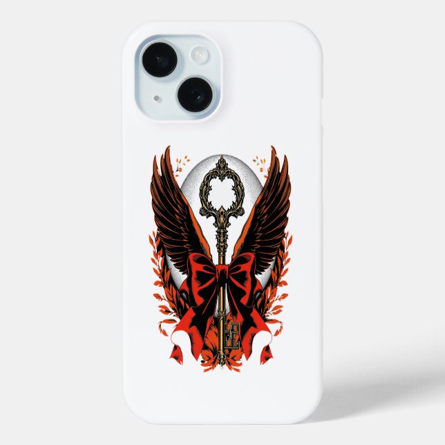 Gotischer Velvet-Bow-Schlüssel mit Flügeln & Mond Case-Mate iPhone Hülle (Rückseite)