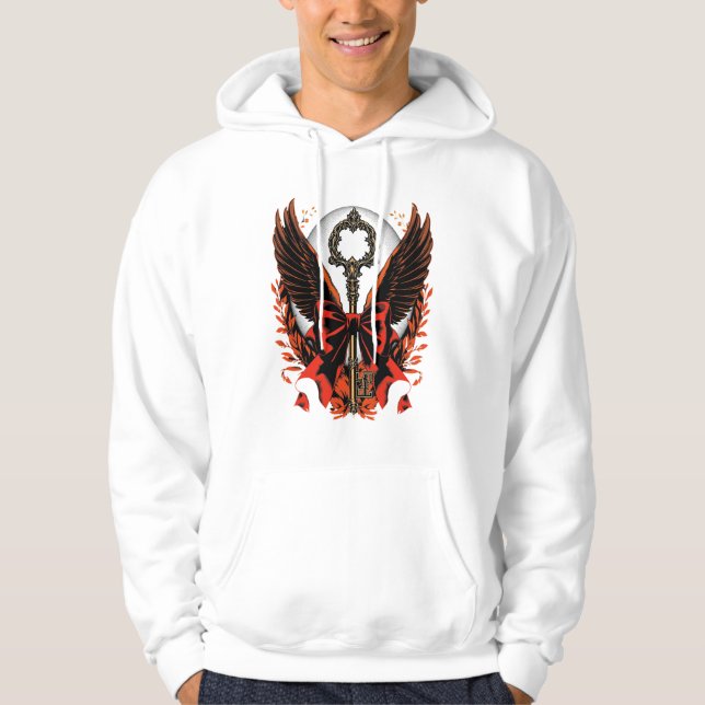 Gotischer Velvet-Bow-Schlüssel mit Flügeln & Mond Hoodie (Vorderseite)