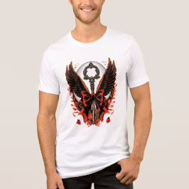 Gotischer Velvet-Bow-Schlüssel mit Flügeln & Mond Tri-Blend Shirt