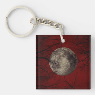 Gotischer Vollmond mit frequentierenden Bäumen Schlüsselanhänger
