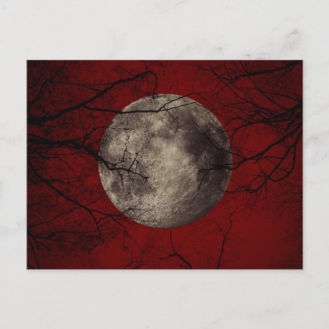 Gotischer Vollmond mit Jagdbäumen Postkarte (Vorderseite)