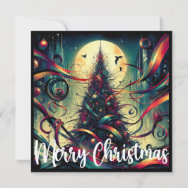 Gotischer Weihnachtsbaum im Mondlicht Feiertagskarte