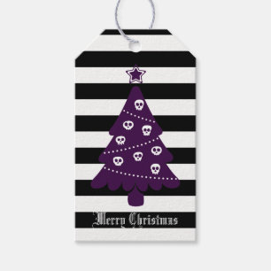 Gotischer Weihnachtsbaum mit Streifen Geschenkanhänger