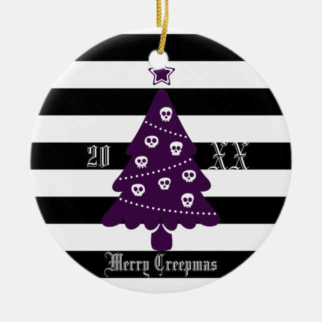 Gotischer Weihnachtsbaum mit Streifen Keramik Ornament (Vorne)
