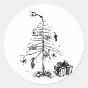 Gotischer Weihnachtsbaum Runder Aufkleber