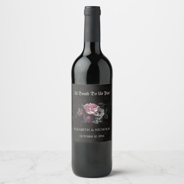 Gotisches BlumenHalloween-Weinlabel Weinetikett (Vorderseite)