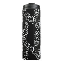 Gotisches Design mit Skullen und schwarzen Rose Thermosbecher