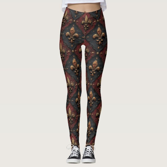 Gotisches geschnitztes Holzwerk Muster (2) Leggings (Vorderseite)