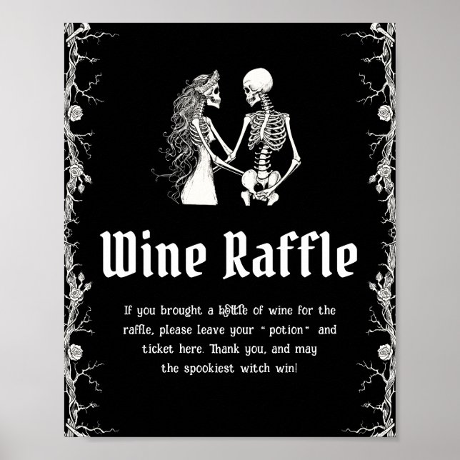 Gotisches Halloween Brautparty Weinrebenschild Poster (Vorne)