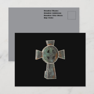 Gotisches Halloween-Friedhofskopfsteinkreuz Zeichn Postkarte