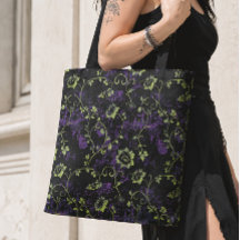 Gotisches Halloween-lila botanisches Muster