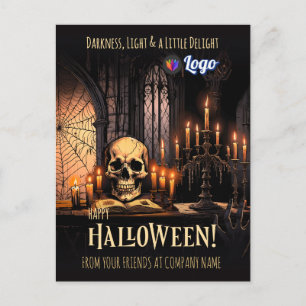 Gotisches Halloween Skull Candle Elegantes Design Postkarte