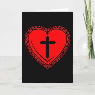 Gotisches Herz + Kreuz Grußkarte (schwarz + rot) Karte