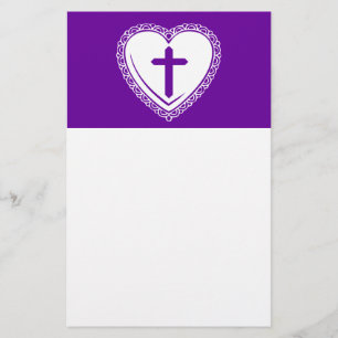 Gotisches Herz + Kreuz (lila + Weiß) Briefpapier