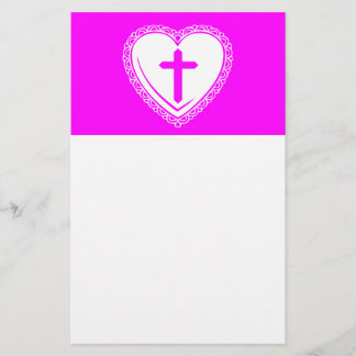 Gotisches Herz + Kreuz (Rosa + Weiß) Briefpapier