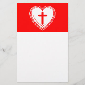 Gotisches Herz + Kreuz (Rot + Weiß) Briefpapier