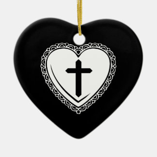 Gotisches Herz + Querverzierung (Schwarzes + Weiß) Keramik Ornament