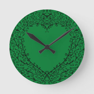 Gotisches Herz-Rundes AcrylWanduhr-Grün+Schwarzes Runde Wanduhr