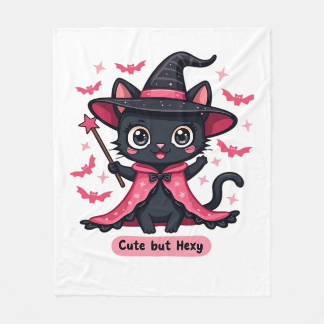 Gotisches Kätzchen in Rosa - süß, aber verzaubert  Fleecedecke (Vorderseite)