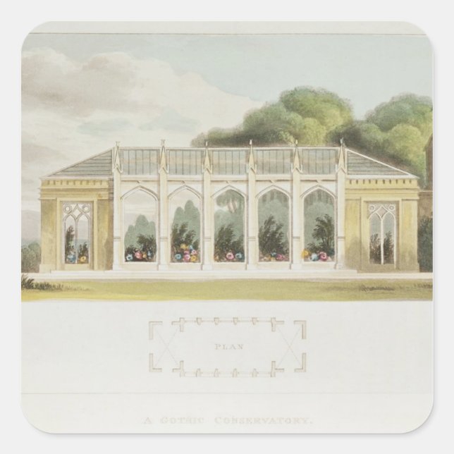 Gotisches Konservatorium, 1832 Quadratischer Aufkleber (Vorderseite)