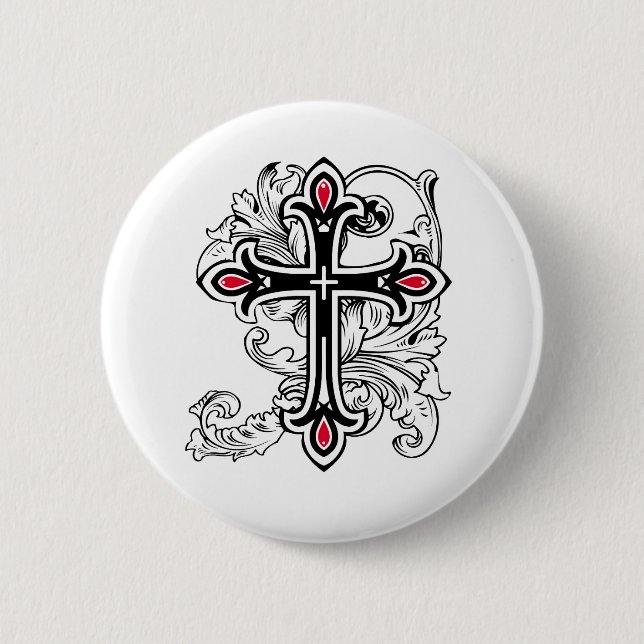 Gotisches Kreuz Button (Vorderseite)
