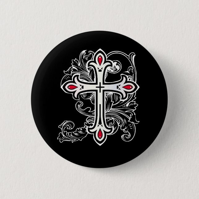 Gotisches Kreuz Button (Vorderseite)