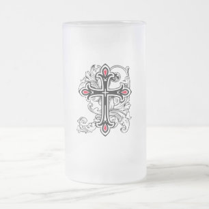 Gotisches Kreuz Mattglas Bierglas