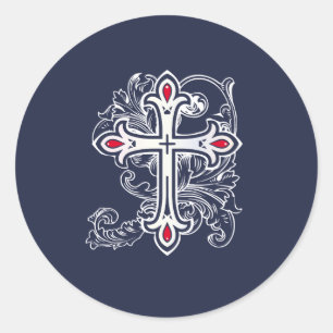 gotisches Kreuz Runder Aufkleber