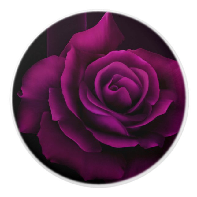 Gotisches Lila Foto einer Rose Keramikknauf (Vorderseite)
