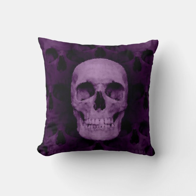 Gotisches lila Halloween-Schädeldesign Kissen (Vorderseite)