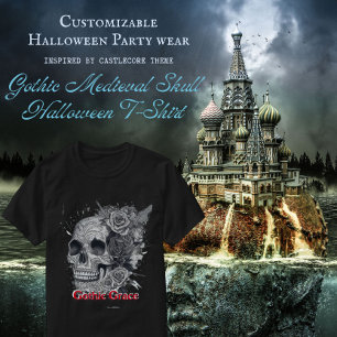 Gotisches Mittelalterliches SchädelHalloween T-Shirt