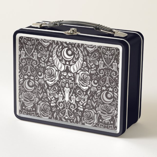 gotisches monochromes Muster Metall Brotdose (Vorderseite)
