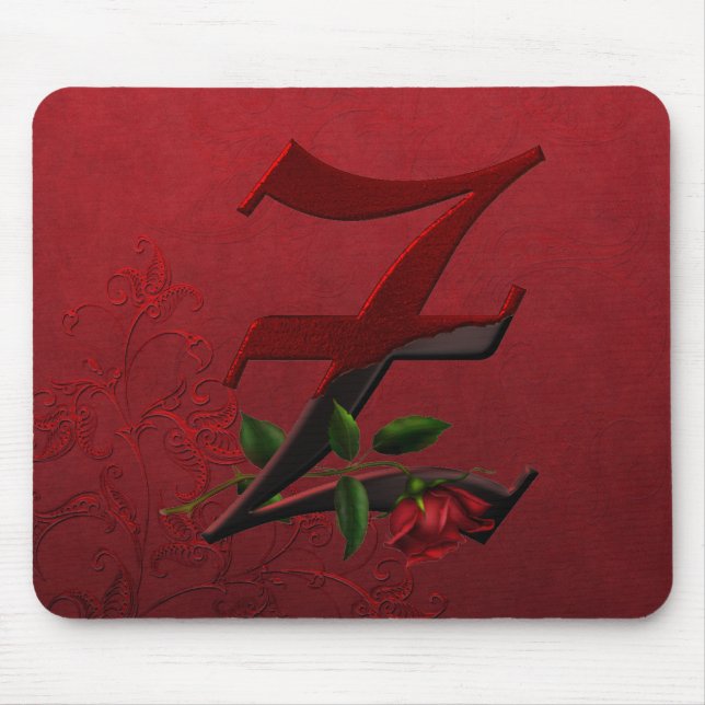 Gotisches Rosen-Monogramm Z Mousepad (Vorne)