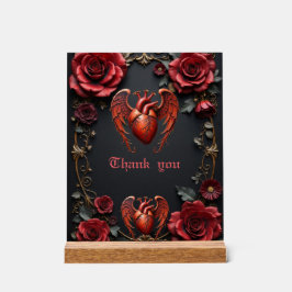 Gotisches Rotes Herz mit Rose - Dunkle Romantik Acrylschild