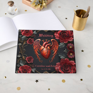 Gotisches Rotes Herz mit Rose - Dunkle Romantik Gästebuch
